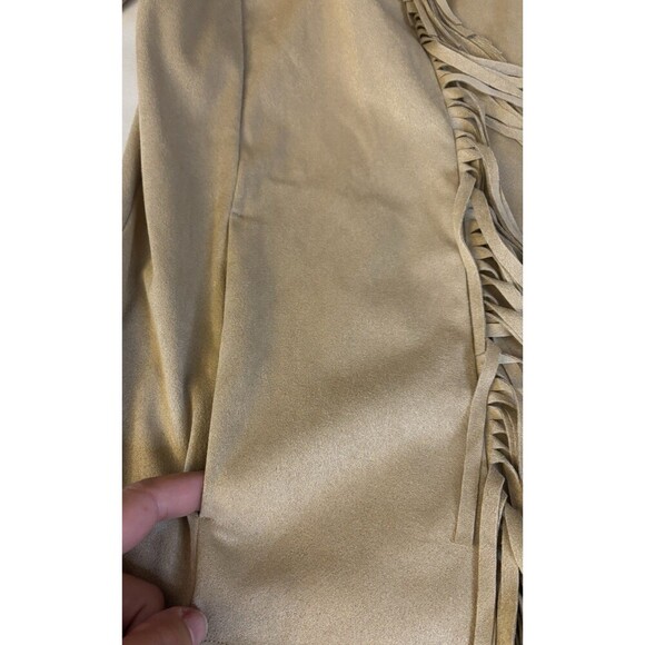 COLLEEN LOPEZ Faux Suede Fringe Open Jacket 1X Drape 3/4 Sleeve Tan Western - Picture 7 of 10